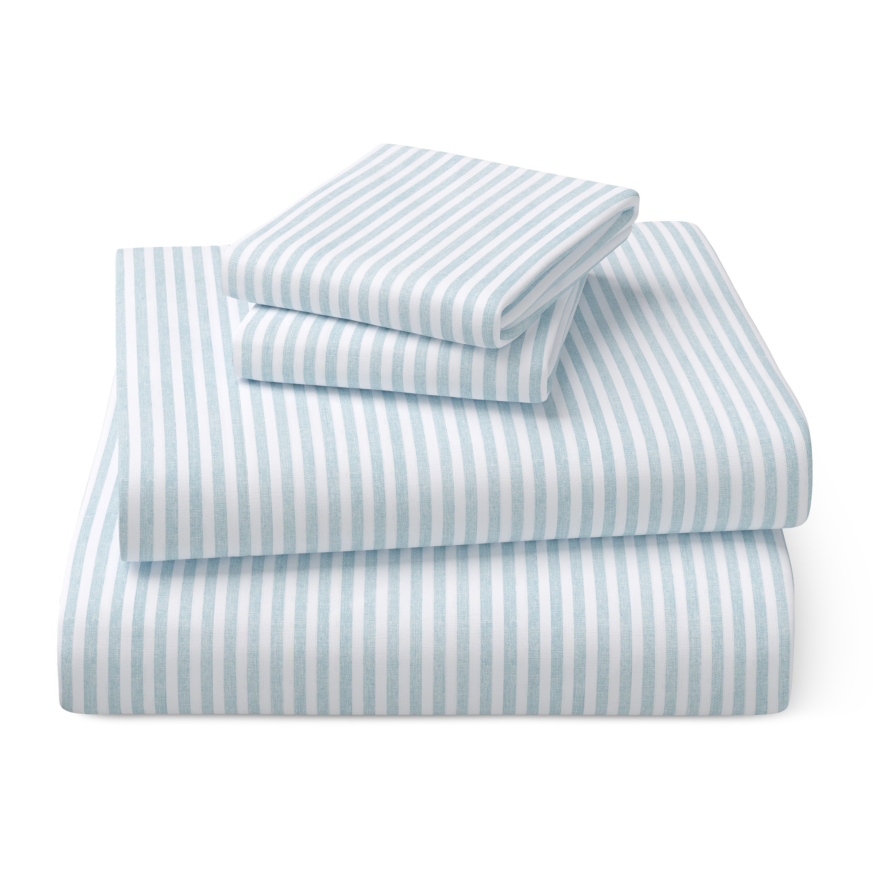 Mainstays Kids 220TC Cotton Blue Stripe Twin, 3 Piece Sheet Set