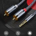 thumbnail image 3 of becaristey Essager 3.5mm to RCA Braided Cable Splitter Cord TV Computer Amplifier Audio Adapter Cable, 1 Meter, 3 of 7