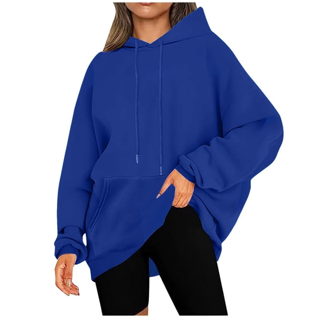 Besolor Womens Plus Size Hoodies Long Sleeve Drawstring Pullover Tops Casual Loose Fall Winter Hooded Sweatshirts
