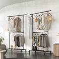 thumbnail image 3 of SONGMICS Industrial Style Clothes Garment Rack on Wheels, Double Hanging Rod Metal Clothing Rack, Heavy Duty Commercial Display, Black UHSR62BK, 3 of 5