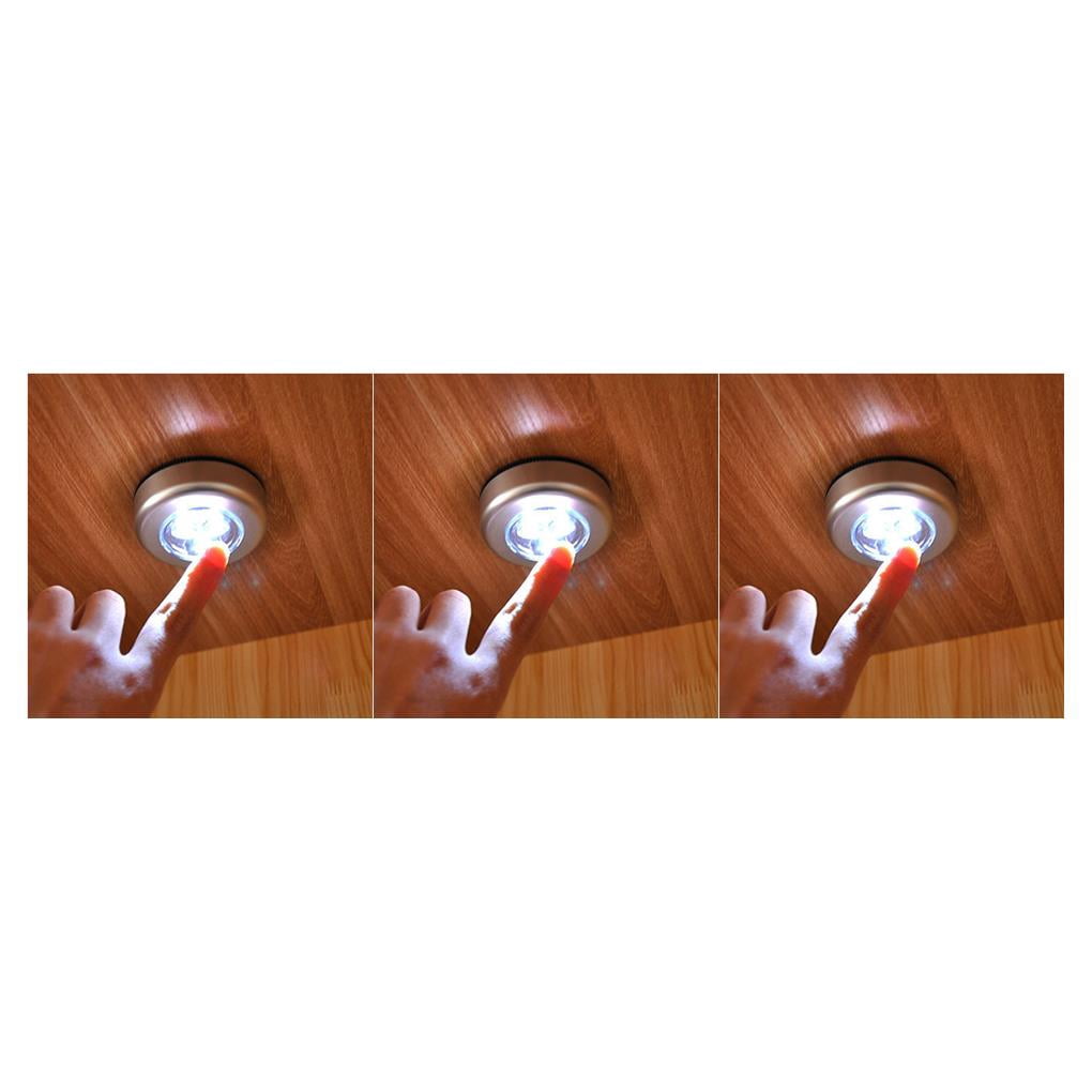 jesticaly Battery Powered Wireless Night Light Stick Tap Self-adhesive Lamp Quick Installation Kitchen Wall Kitchen Wardrobe 1 Piece 3Set