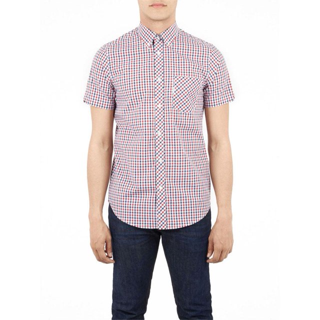 Ben Sherman - Chemise à Carreaux pour Homme à Manches Courtes Boutonnée