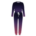 thumbnail image 4 of Mrat Two Piece Set 2 Piece Jogging Sets Gradient Color Polyester Long Sleeve Sweatsuits Sets Two Piece Track Suits Drawstring High Waist Pants Set Comfy Outfits T-Purple 3XL, 4 of 5