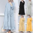 thumbnail image 1 of Gspmoly Robes d'Été pour Femmes 2025, Mode pour Femmes Col Rond Ample Manches Longues Uni Robe Longueur Cheville Longue Robe Robes de Travail pour Femmes Économies d'Été Liquidation, 1 of 8
