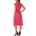 thumbnail image 3 of INSPIRE CHIC Robe Plissée pour Femme Col Ras du Cou Sans Manches Taille à Nouer Robes Trapèze m Rose Vif, 3 of 5