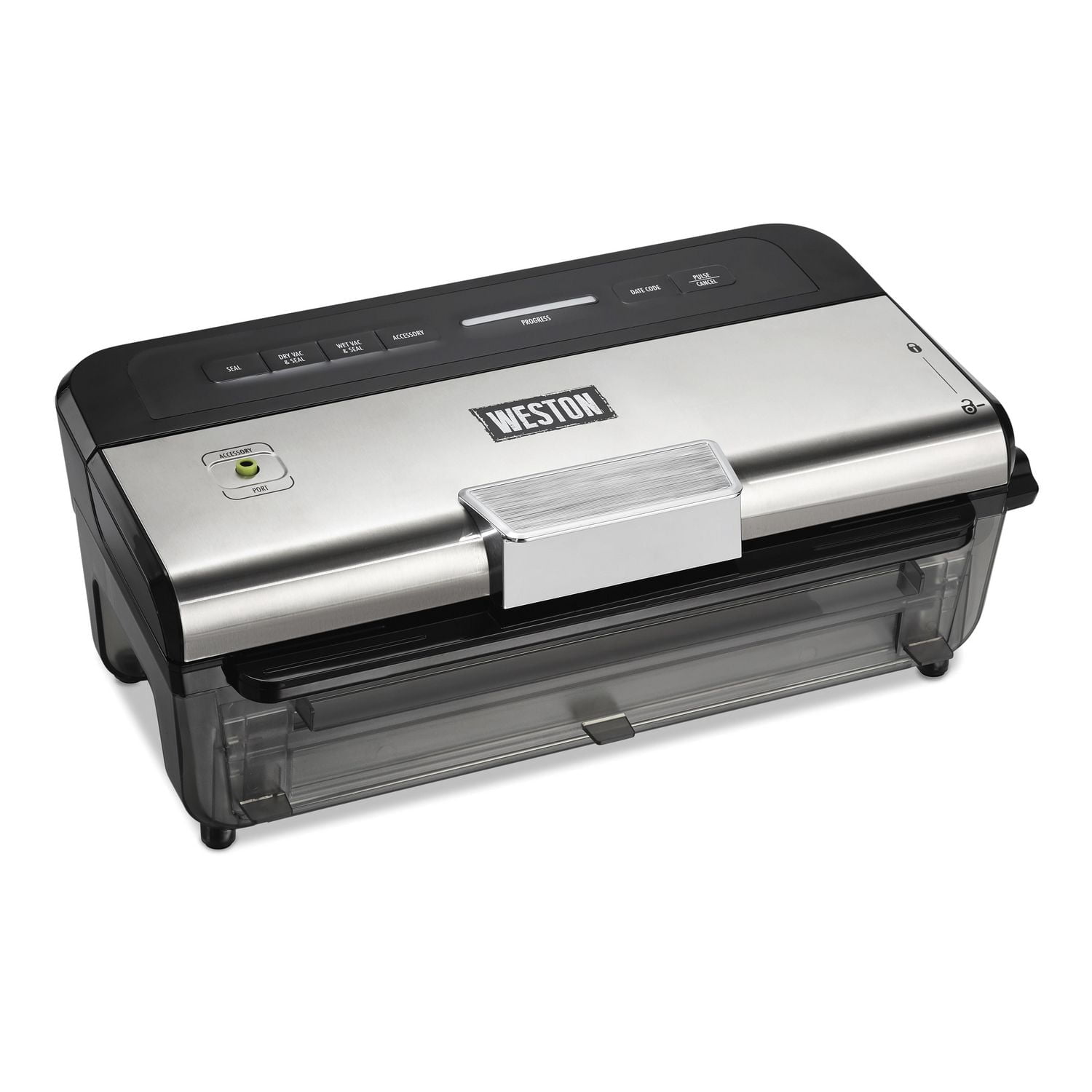 Weston scelleuse sous vide humide et sèche pour conservation des aliments et cuisson sous vide, avec estampille de date et coupe-sac intégré, 170 watts, 65-1601-W