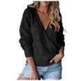 thumbnail image 2 of RKSTN Sweaters for Women Deep V-neck Wrap Sweater Long-sleeved Crochet Pullover Fall Sweaters, 2 of 7