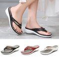 thumbnail image 2 of CAROOTU Femmes Doux Semelle Arquée Pantoufles Non Slip Plage Tong avec Boucle en Métal Utilisation Intérieure Extérieure, 2 of 6