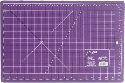 UNIQUE Double-Sided Self-Healing Cutting Mat 23 × 30 cm (11.8 in) Green, Purple