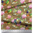 thumbnail image 2 of Soimoi Rayon Fabric Leaves,Floral & Hummingbird Bird Print Fabric by Yard 42 Inch Wide, 2 of 3
