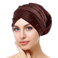thumbnail image 1 of Womens Large Elastic Solid Color Comfortable Flat Hat Pearl Cap Nail Bead Pile Cap, 1 of 3