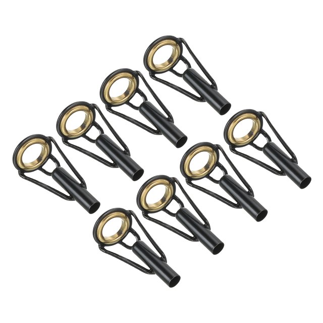Unique Bargains Kit de Réparation d'Embout de Canne à Pêche en Acier Inoxydable 3,8 mm, Guide d'Anneau de Canne de Remplacement, Doré, Lot de 8