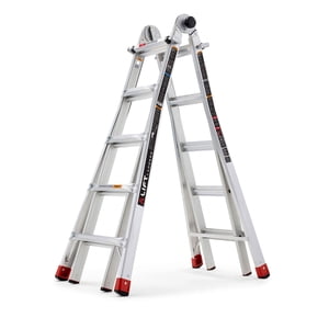 Lift Ladders 22 Portée du pied 5 en 1 Échelle à pas en aluminium multi-position, argent