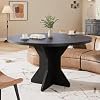 47 Inch Round Dining Table for 4-6 People, Modern Space Saving Kitchen Table with Wood Pedestal Base, Sturdy MDF Dining Table for Living Room, Apartment, Dining Room，Black