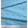 thumbnail image 3 of Soimoi Blue Poly Georgette Fabric Sketch Guitar Musical Instrument Print Fabric by the Yard 42 Inch Wide, 3 of 3