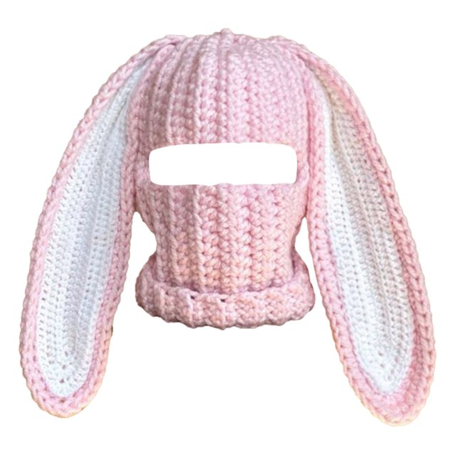 Fgnfyis Rabbit Ear Hat Autumn and Winter Neck Knitted Hat Bomber Hats Light Pink