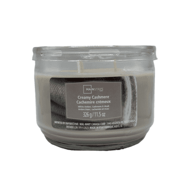 Mainstays Creamy Cashmere Scented 3-Wick Glass Jar Candle, 11.5 oz