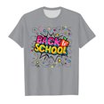 thumbnail image 4 of LUOGENLI T-Shirt pour Filles Enfants École Rentrée des Classes Imprimé Décontracté Manches Courtes Haut T-Shirt Maxi Hauts Ensemble à Volants Gris 4-5 Ans, 4 of 7