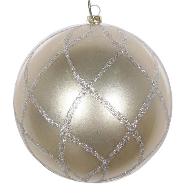 Vickerman MT198138D 4.75 Po. Ornement Candy Glitter Net Champagne - 3 par Sac
