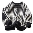 thumbnail image 2 of RXIRUCGD Chandails Unisexes pour Enfants à Rayures en Molleton, Chandail à Manches Longues pour Filles et Garçons, Col Rond, Décontracté, Épais, Automne Hiver, Vêtements, Chandail Noir (Épais) pour Filles Taille 8-9 Ans, 2 of 4