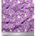 thumbnail image 1 of Soimoi Rayon Fabric Heart,Footprint & Cat Animal Printed Fabric 1 Yard 42 Inch Wide, 1 of 3