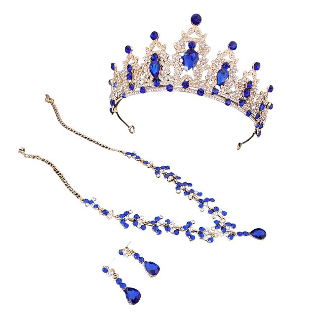 LYMAYTER Bride Jewelry Set 3Pcs/Set Wedding Crown and Earrings - Faux Crystal, Exaggerated