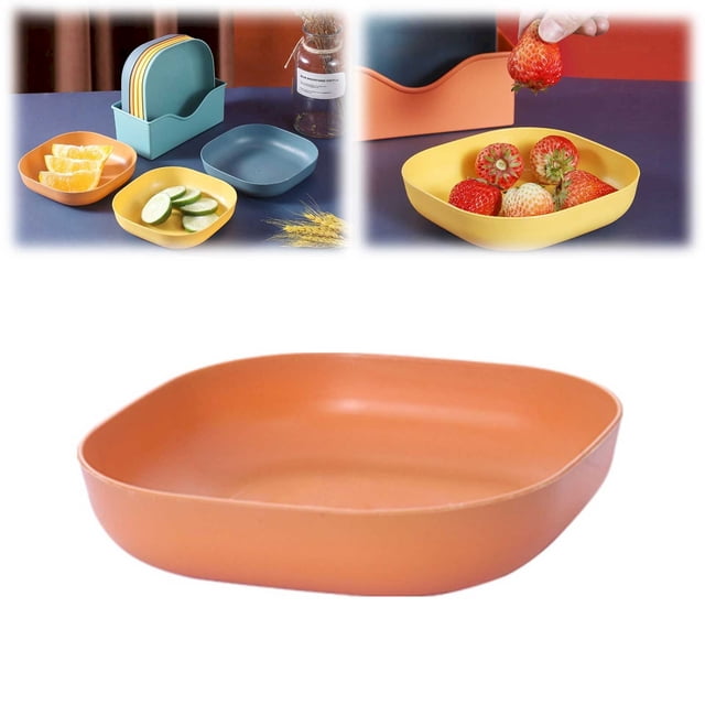 Bol Carré Bol à Spaghetti de Blé, Bol Léger Assiette de Collation Soupe Dessert Riz pour Fête, Bol à Pâtes
