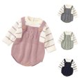 thumbnail image 3 of Chandail Rayé pour Bébé Fille Garçon 2025, Col Rond, Manches Longues, Combinaison, Vêtements Chauds Automne Hiver, Vert, 3 of 3