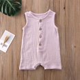thumbnail image 2 of 2020 Summer Baby Girls Boys Sleeveless Buttons Solid Color Romper Jumpsuit, 2 of 5