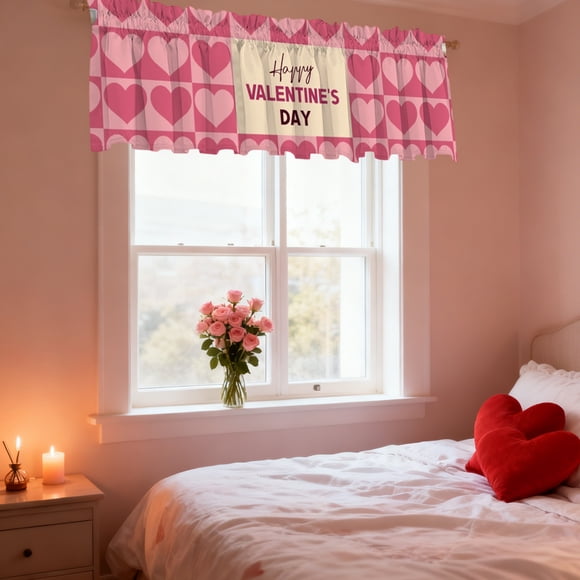 EGNMCR Valentine Day Ornaments, Valentine Day Gifts Colorful Printed Curtains Blackouts Curtains For The Kitchen Suitable For Bedroom And Kitchen Window Decorations Polyester curtains
