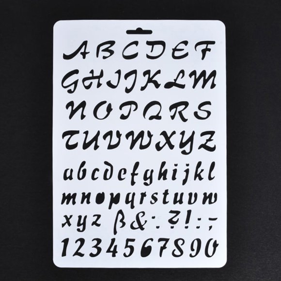 HEVIRGO 1 Sheet Painting Scrapbooking Hollow Letter Alphabet Design Plastic Educational Drawing Board for Kids