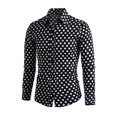 thumbnail image 2 of INSPIRE CHIC Men's Shirt Polka Dots Pattern Point Collar Long Sleeve Button Down Shirt 50 Black, 2 of 7