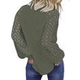 thumbnail image 1 of yingyy Femmes Top Dentelle Manches Longues Chemisier Col Rond Couleur Unie T-Shirt Vert XL, 1 of 6