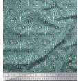 thumbnail image 1 of Soimoi Polyester Crepe Fabric Leaves & Floral Block Fabric Prints by Yard 52 Inch Wide, 1 of 3