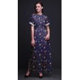thumbnail image 3 of Bimba Rayon Leaves & Clematis Floral Printed Womens Long MaxiDressGown With Side Slit-XSmall, 3 of 6
