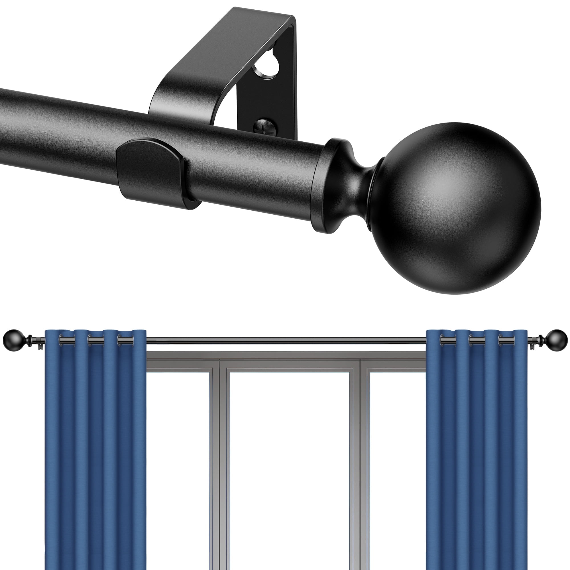 Curtain Rods 84-160 Inch, 170-inch Rod, Adjustable Length Heavy Duty
