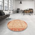 thumbnail image 3 of Ahgly Company Indoor Round Abstract Indian Saffron Orange Oriental Area Rugs, 7' Round, 3 of 6