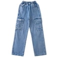 thumbnail image 4 of Girls Baggy Jeans Elastic Wasit Cool Ripped Jeans Washed Y2k Clothing Age 5-14 Years, 4 of 5