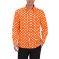 thumbnail image 1 of INSPIRE CHIC Men's Shirt Polka Dots Pattern Point Collar Long Sleeve Button Down Shirt 38 Orange, 1 of 6