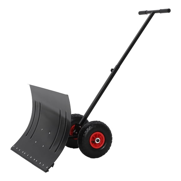 Pelle à Neige en Acier Robuste de 29 Pouces avec Roues – Manche Incliné à 5 Positions Réglables, Conception Ergonomique à Roues, Lame de Charrue en Métal Durable – Déneigement Sans Effort pour Entrée, Trottoir et Patio