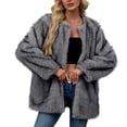 thumbnail image 1 of Hvobtty Veste en Molleton Décontractée à Manches Longues pour Femmes, Manteau Chaud en Fausse Fourrure pour Femmes Dames, Manteau d'Hiver Uni à Col Rond, 1 of 4