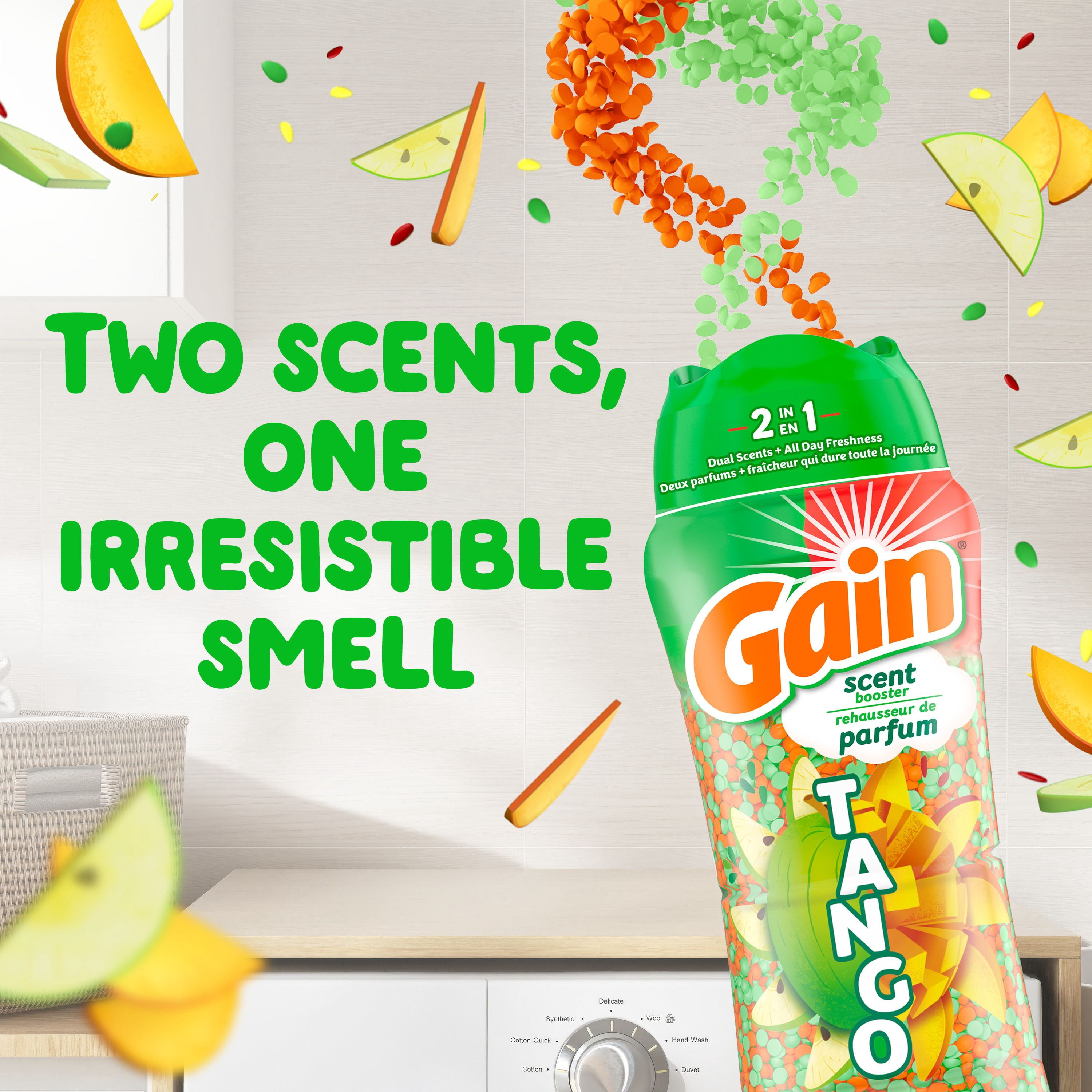 Gain Tango 2-in-1 Laundry Scent Booster Beads, Apple and Mango Scent, Laundry Beads with Dual Scents Plus All Day Freshness