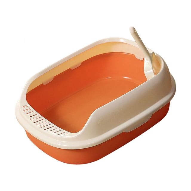 DOLITY Cat Kitten Toilet Pet Litter Tray Bedpan Cat Litter Container Orange