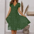 thumbnail image 2 of Pisexur Robe d'Été pour Femme, Manches Courtes, Imprimé Floral à Volants, Décolleté Plongeant Aguichant en V, Taille Haute, Robe Longue Fluide et Courte, Robe de Vacances Décontractée, 2 of 9