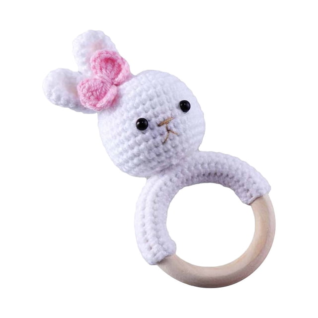 Cartoon Knitting, Hand Crochet Weaving, Ringing Bell, Wooden Ring, the Bell Inside Can Make A Sound E