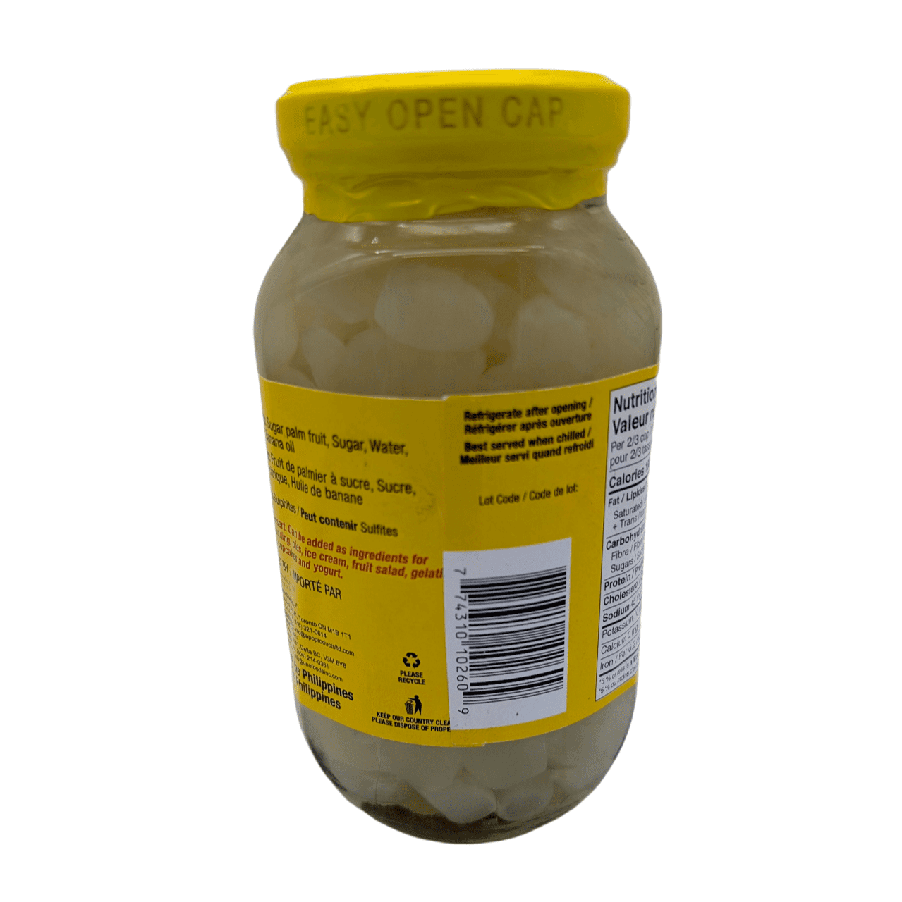 Fruit de palmier à sucre de Bulacan Kaong White 340 g par bouteille