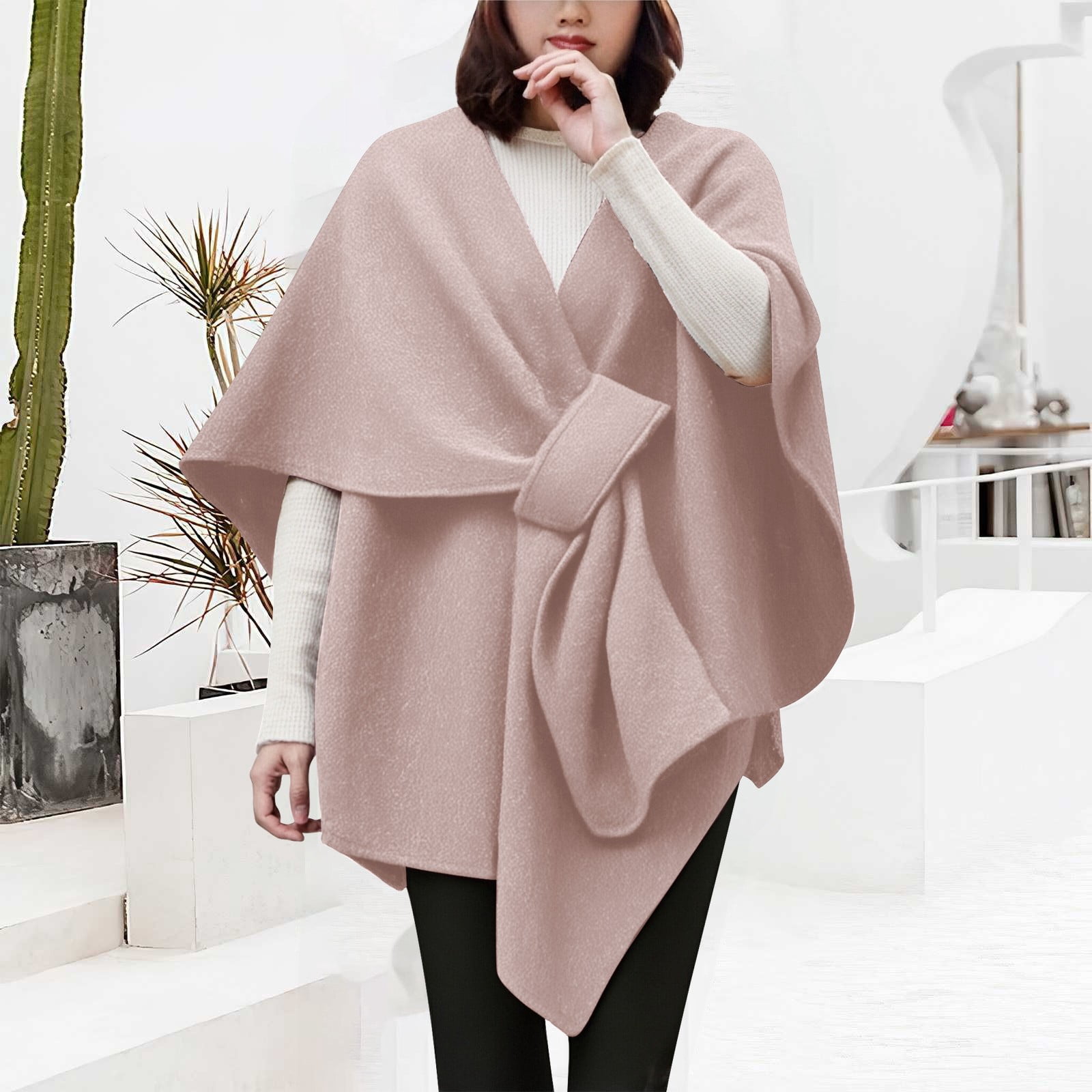 Breezora Knit Poncho Sweater Wrap for Women Elegant Cape Shawl