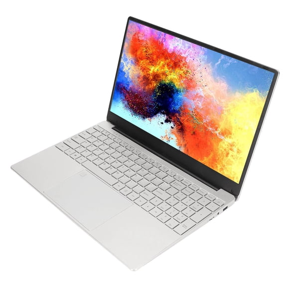 15.6 Inch Slim Laptop For Windows11, 8GB  Fingerprint Gaming Laptop, J4125 CPU, 1920x1080 IPS HD Screen, Backlit Keyboard, WiFi Laptop For Office, Home, Silver