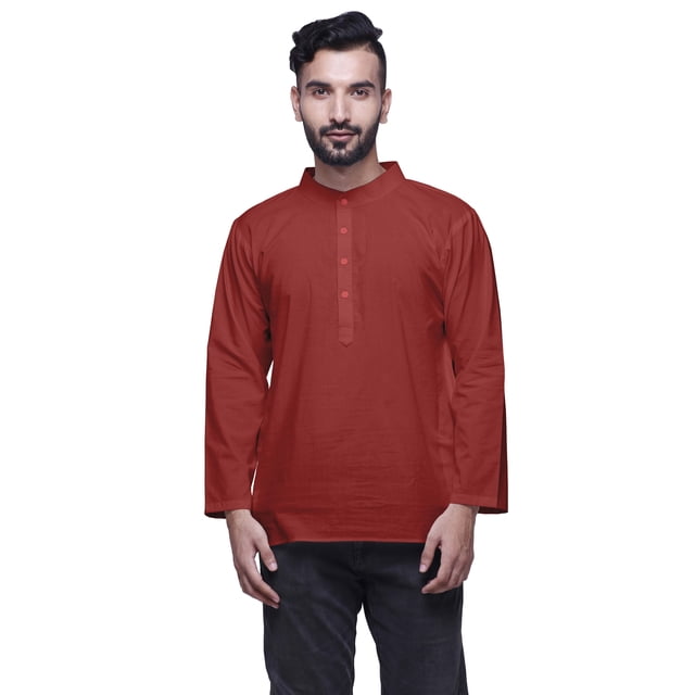 Atasi Long Sleeve Kurta For Men Solid Mandarin Collar Ethnic Shirt