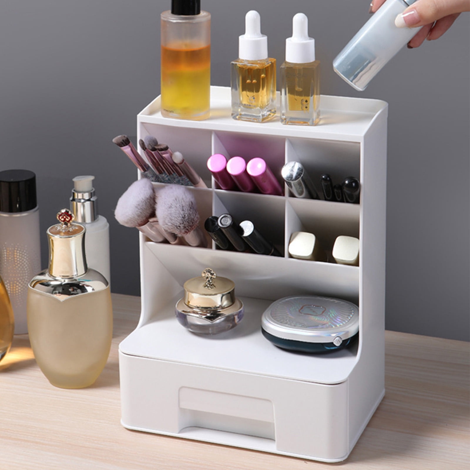 Wzzjkit Desk Organizer Slanted Pen Desktop Sundries Desk Storage Box Student Children Stationery Rack Dormitory Rack Desk Drawer Organizer